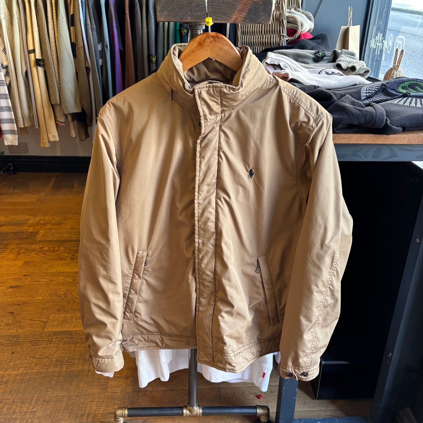 Ralph Lauren Fleece Lined Zip Up Jacket Beige (Medium)