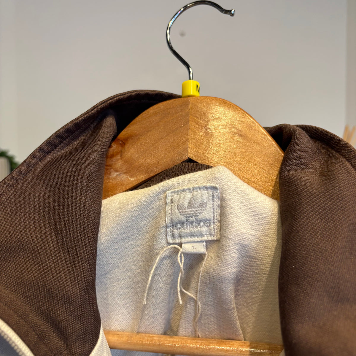 Adidas Zip Track Jacket Cream/ Brown (Large)
