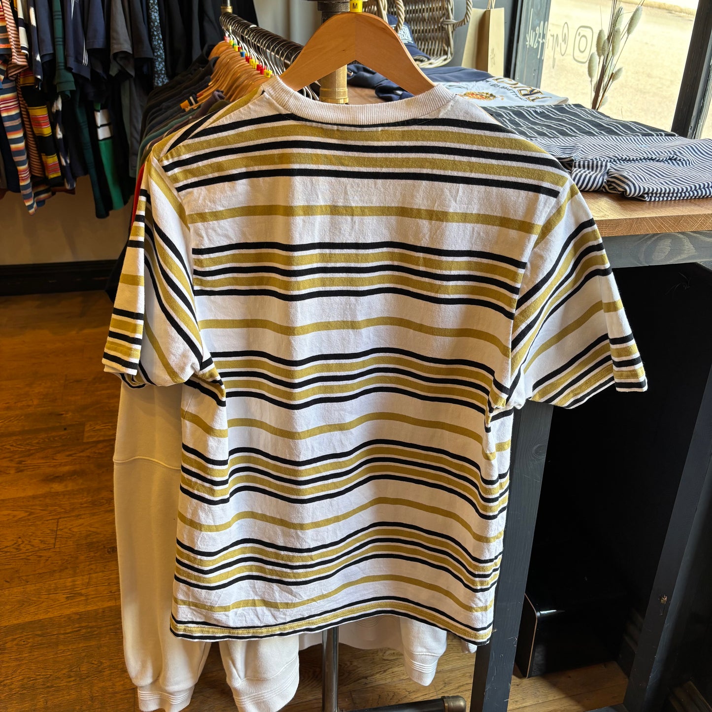 Stussy Alton Stripe Crew T-Shirt Bone (Medium)