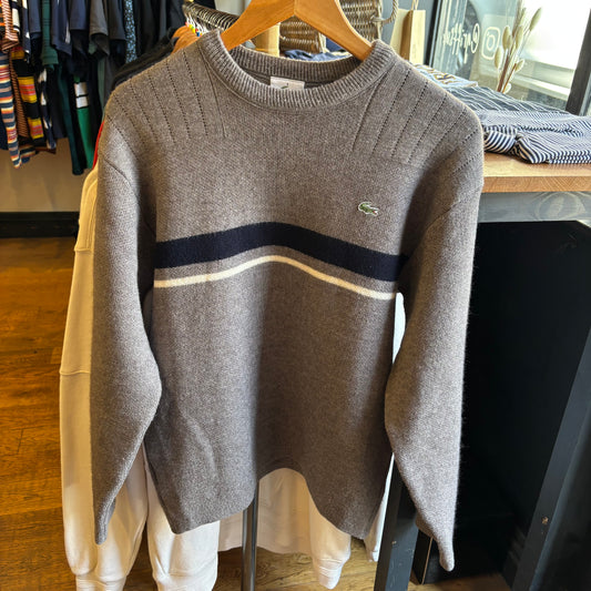 Lacoste Pullover Stripe Knit Jumper Grey (Large)
