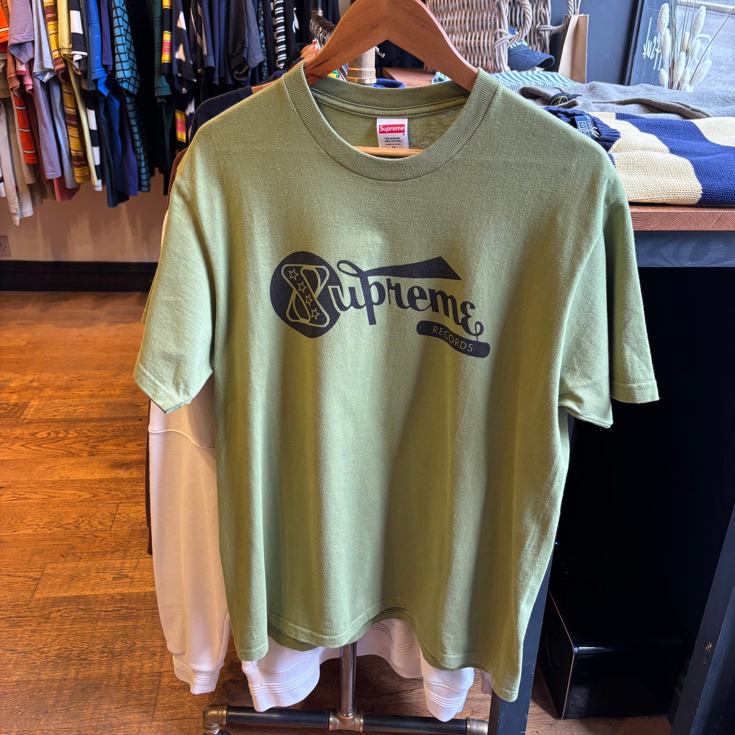 Supreme SS24 Records Graphic T-Shirt Moss Green (Medium)