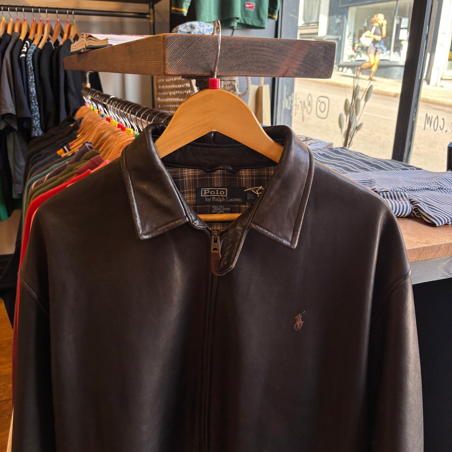 Ralph Lauren Leather Harrington Style Jacket Brown (Large)