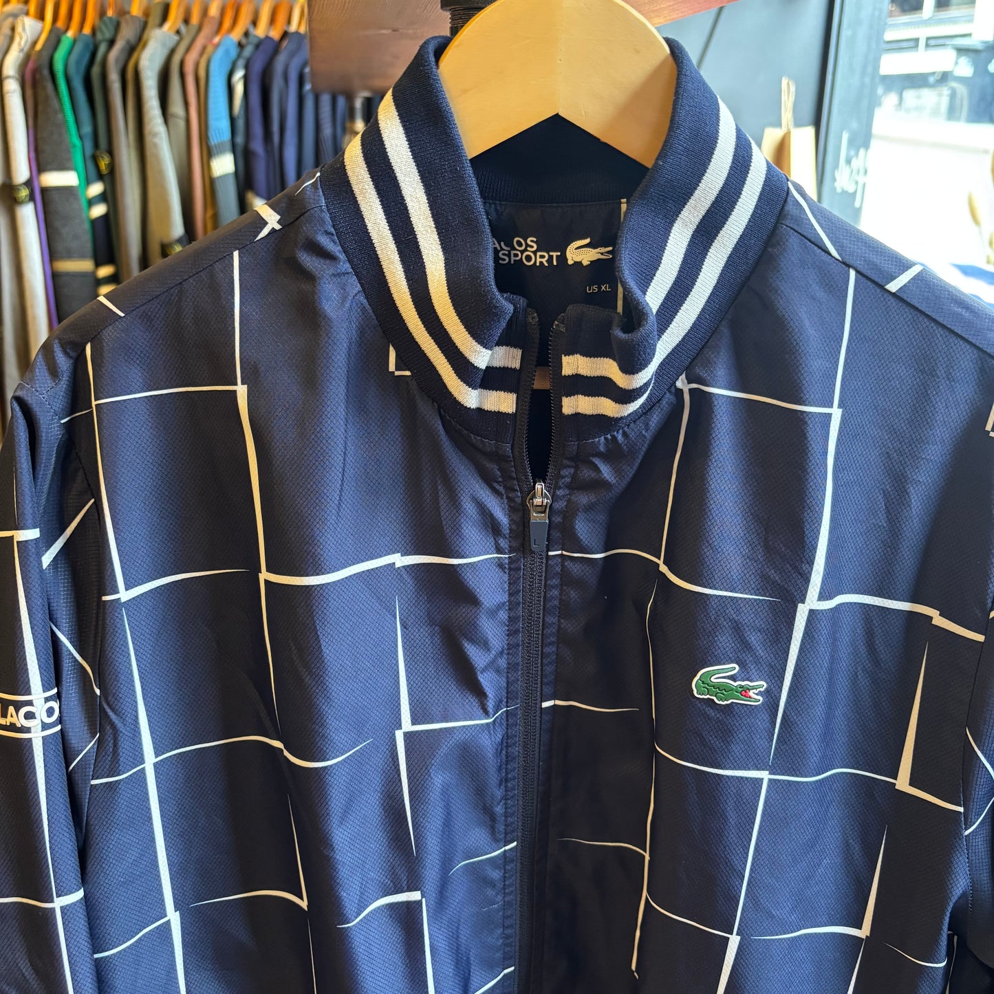 Lacoste Sport Zip Up Track Jacket Navy/ White (XL)