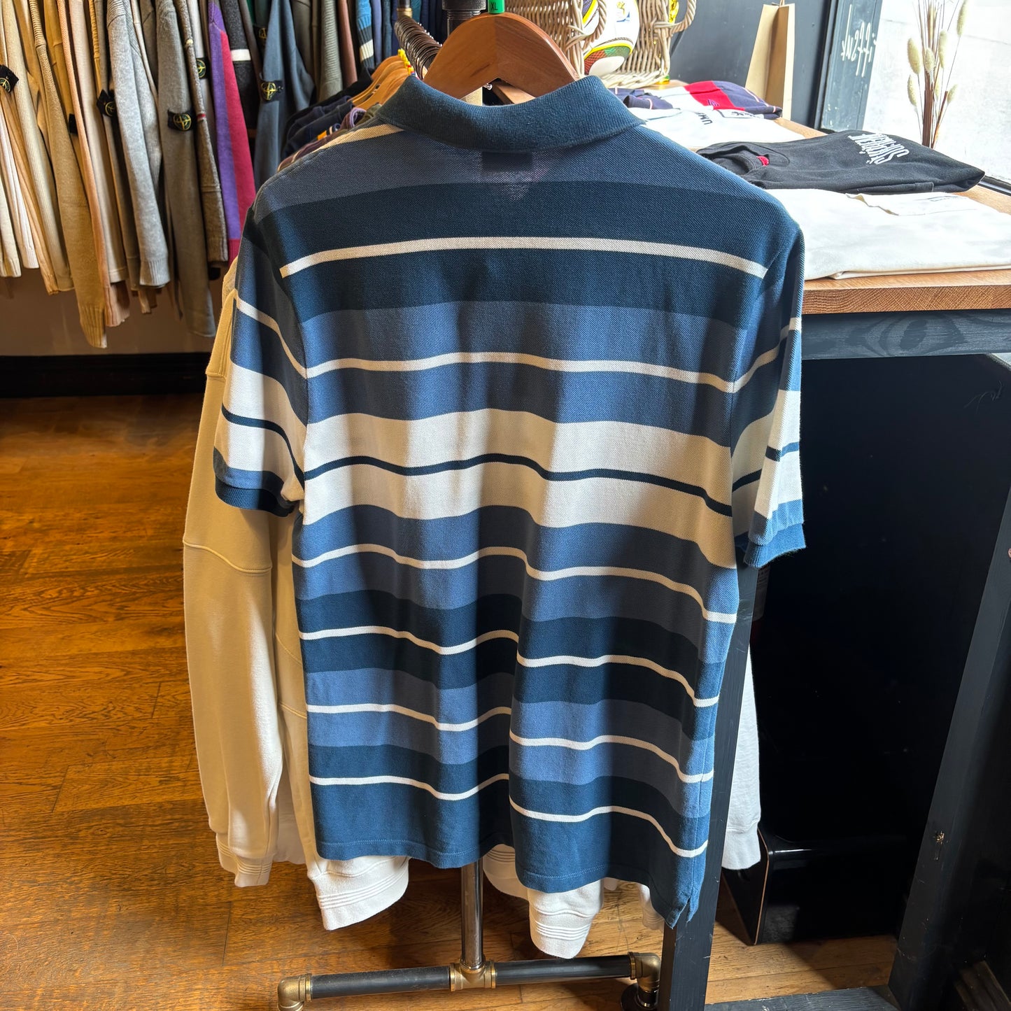 Lacoste Stripe Polo Shirt Blue (XL)