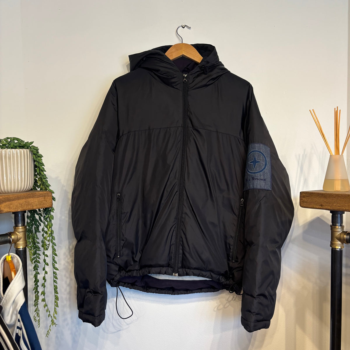 Stone Island Denims A/W 2005 Hooded Puffer Jacket Black (XL)