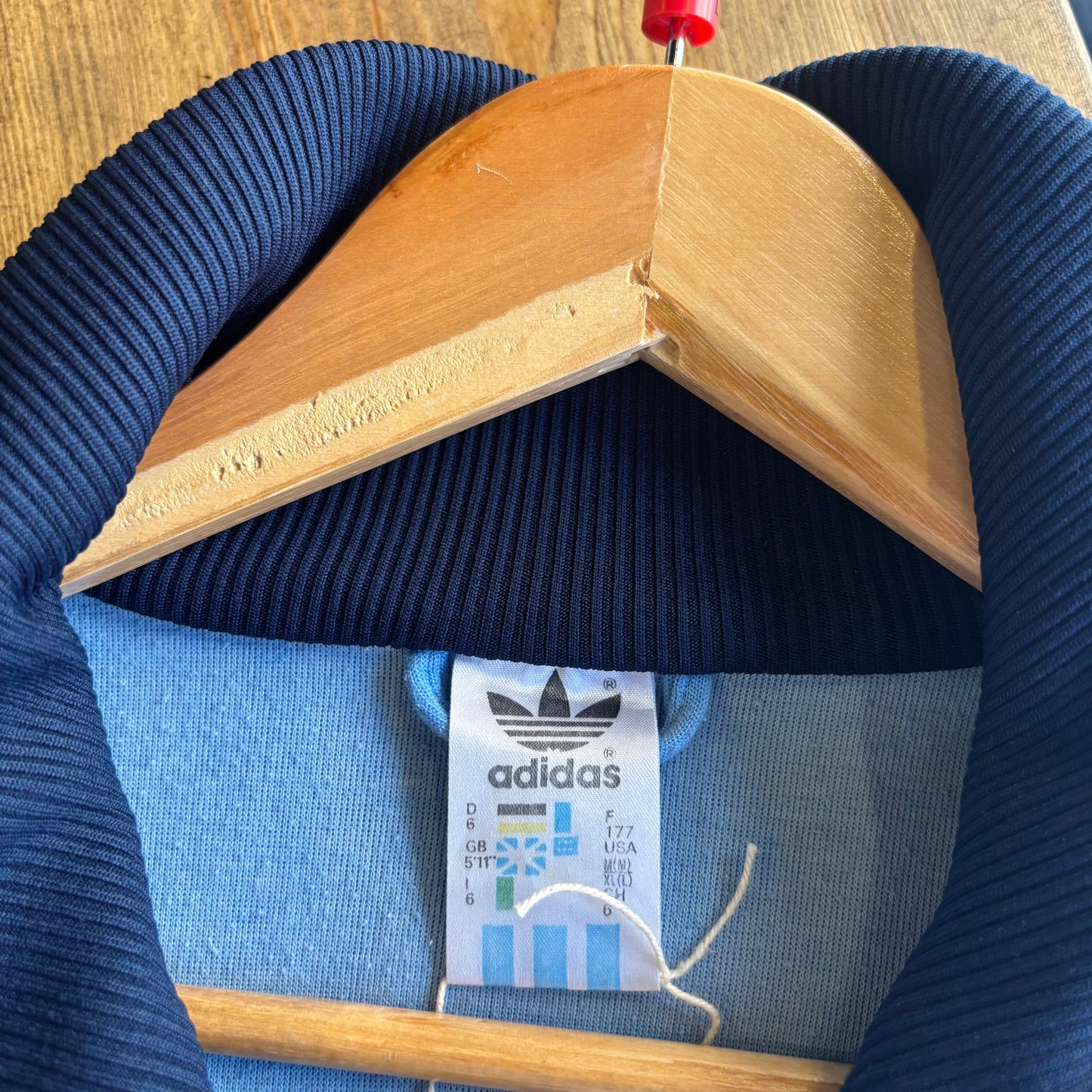 Adidas Zip Up Track Jacket Light Blue/ Navy (Large)
