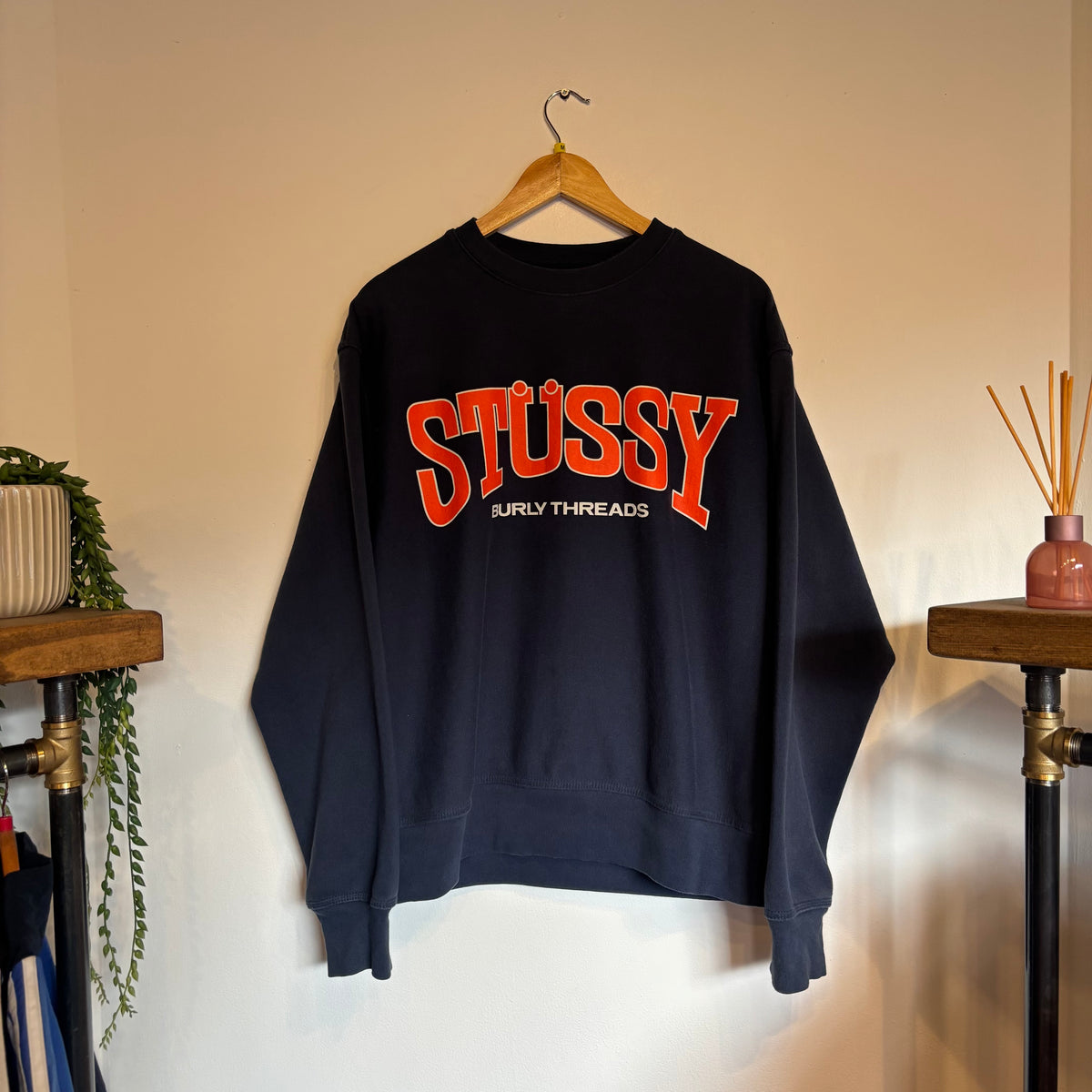 Stussy Burly Threads Oversized Sweatshirt Navy (Medium)