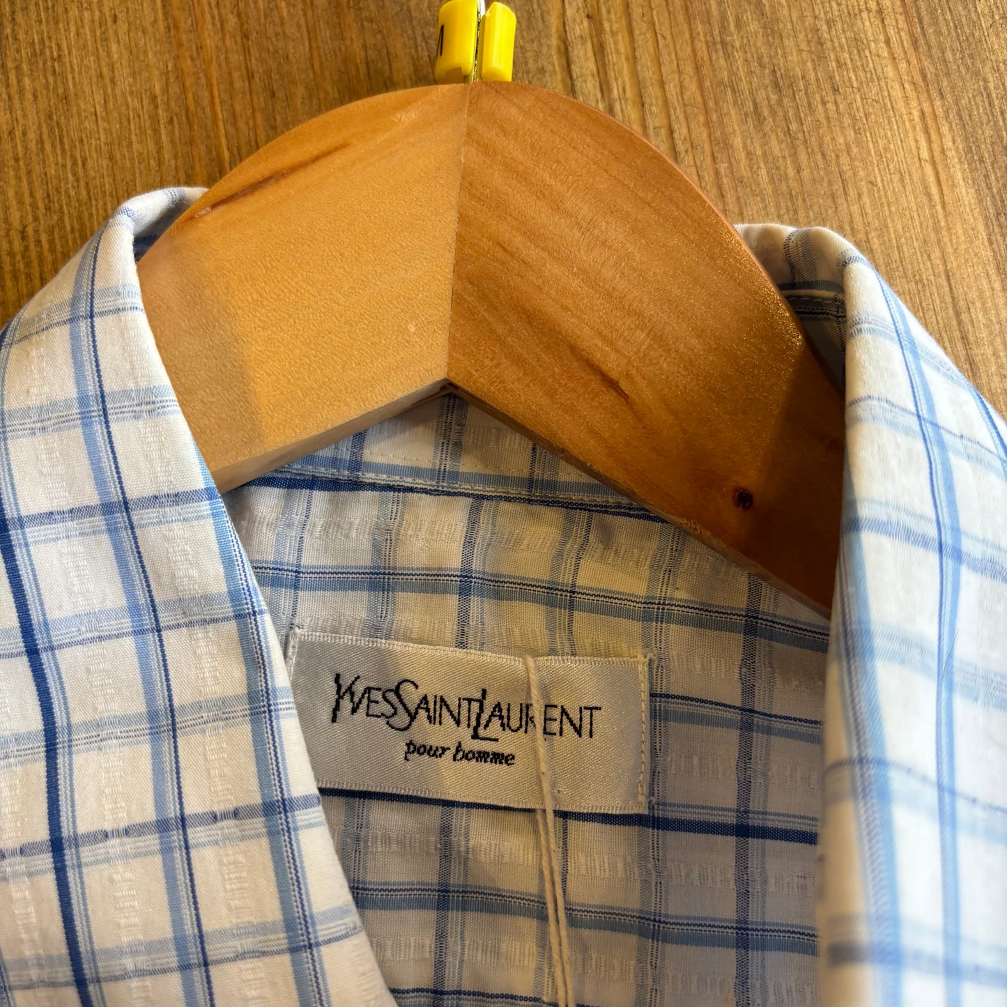 Yves Saint Laurent Plaid Button Up Shirt White (Medium)