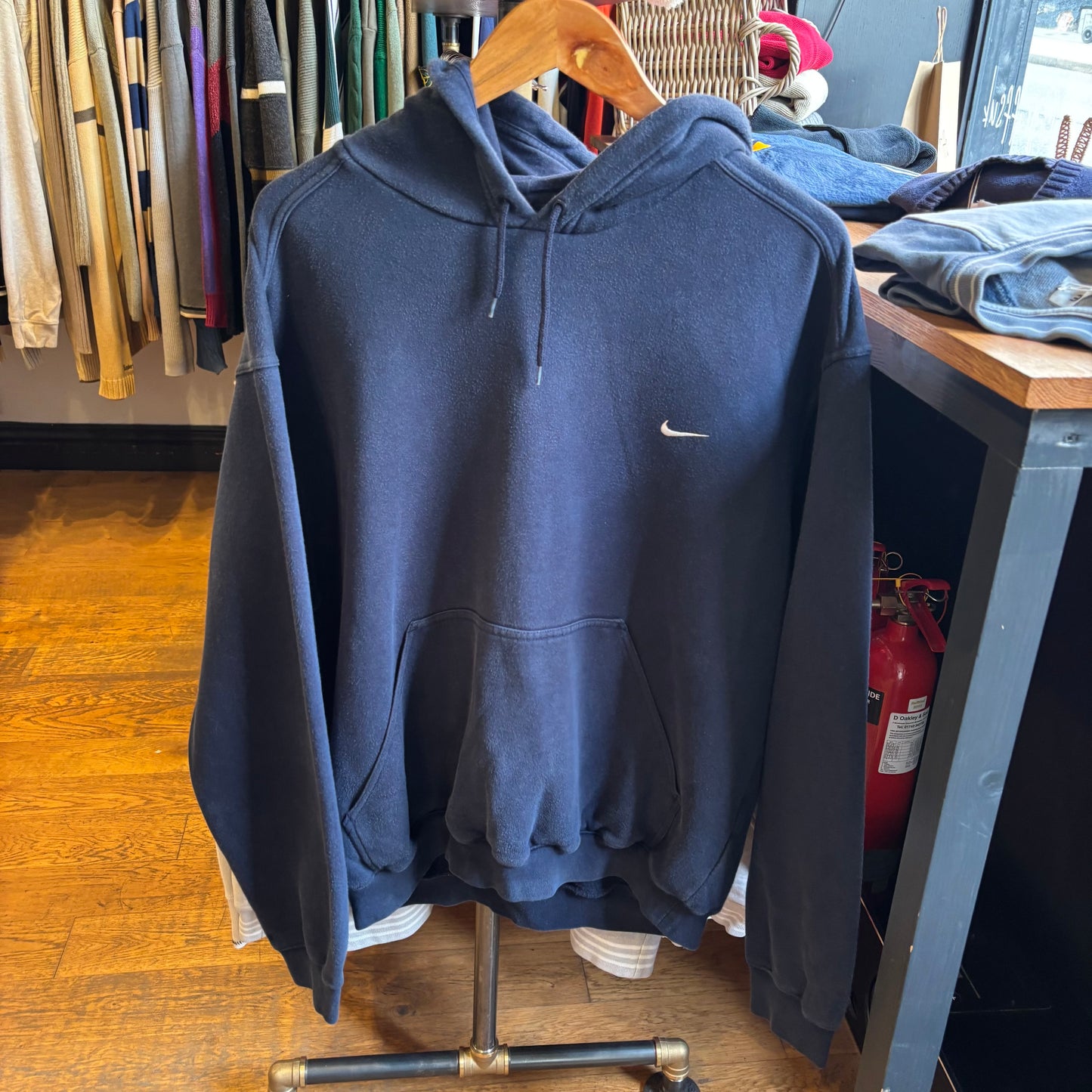 Nike 90s Swoosh Oversized Hoodie Navy (Large)