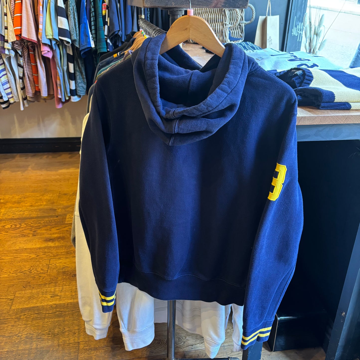 Ralph Lauren Big Pony Hoodie Navy/ Yellow (Small)