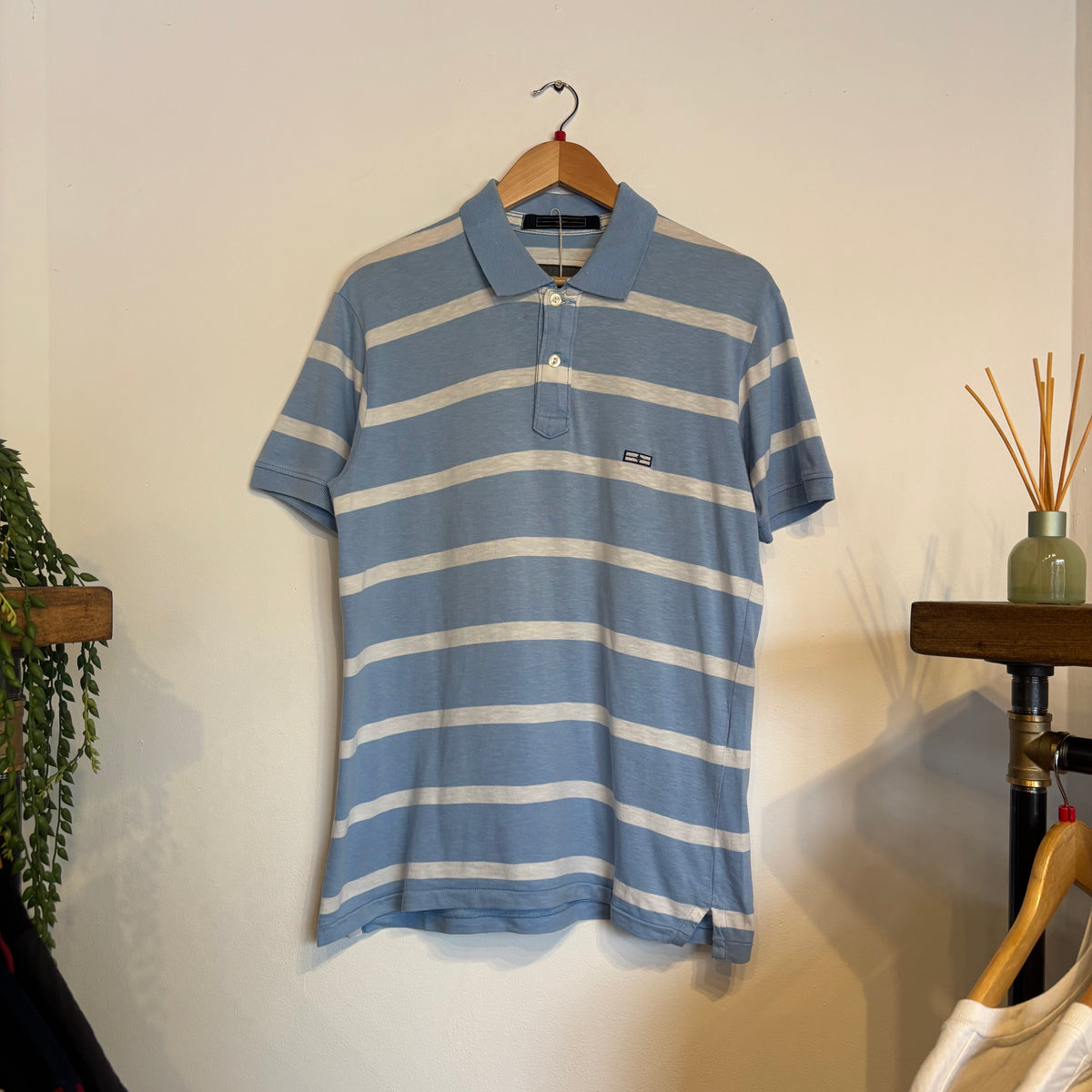 Stone Island Denims Striped Polo Shirt Blue/ White (Large)
