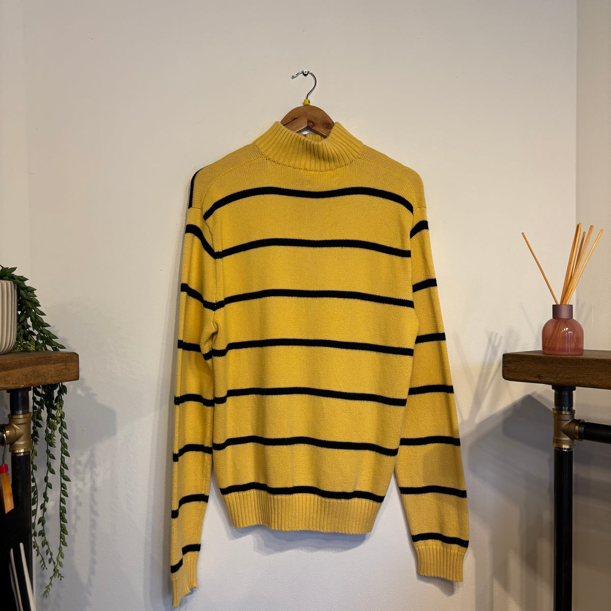Ralph Lauren Quarter Zip Knit Jumper Yellow/ Navy (Medium)