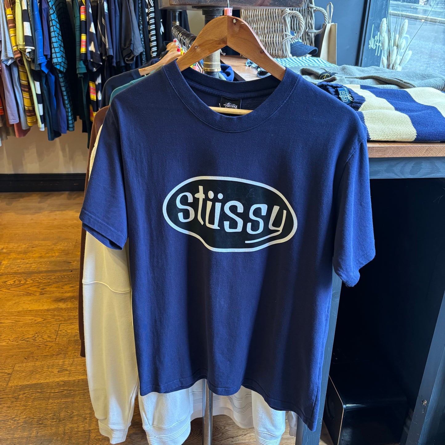 Stussy Pitstop Print T-Shirt Navy (Small)