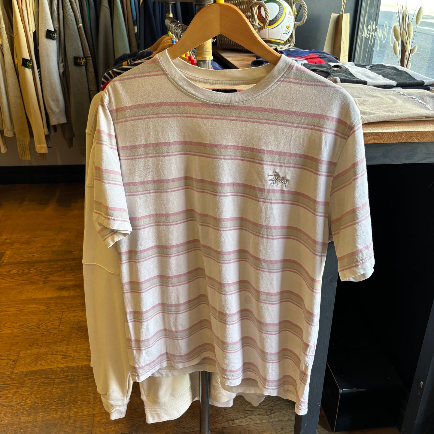 Stussy Harbour Stripe T-Shirt White (Medium)