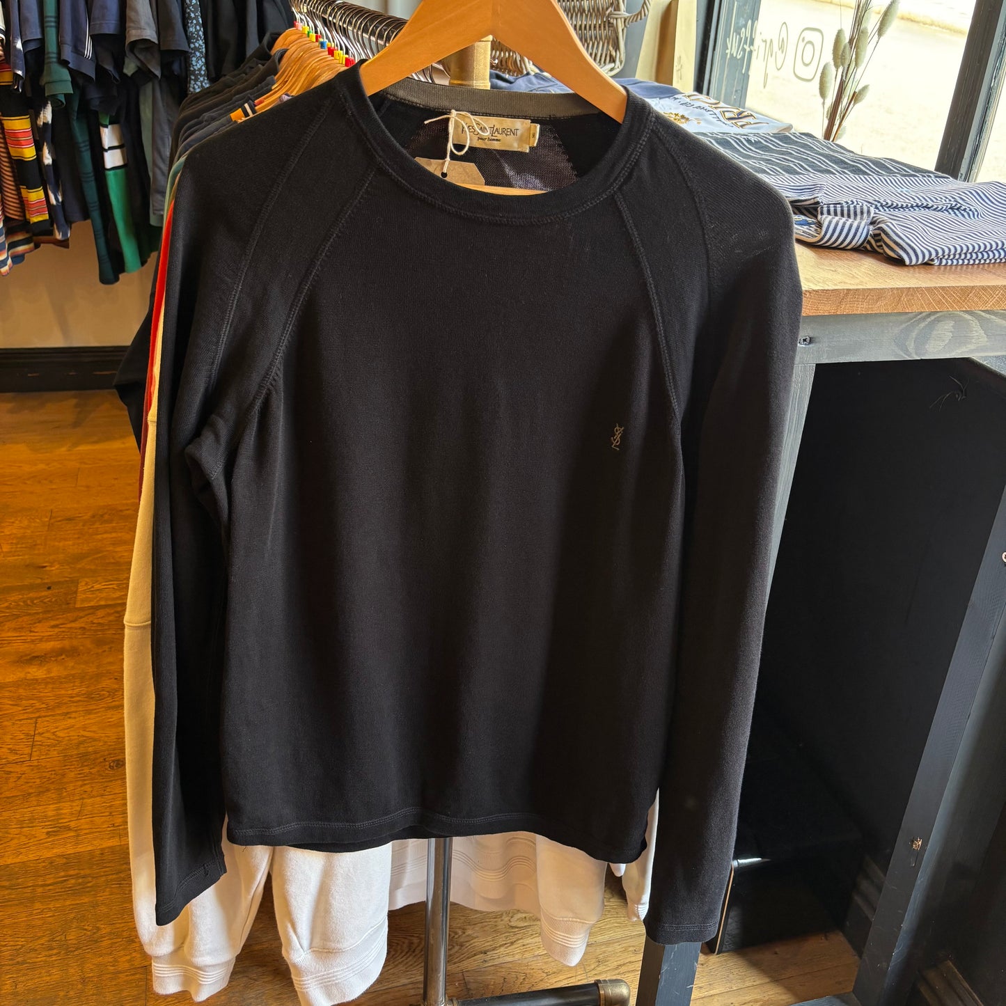 Yves Saint Laurent Thin Logo Knit Jumper Black (Large)