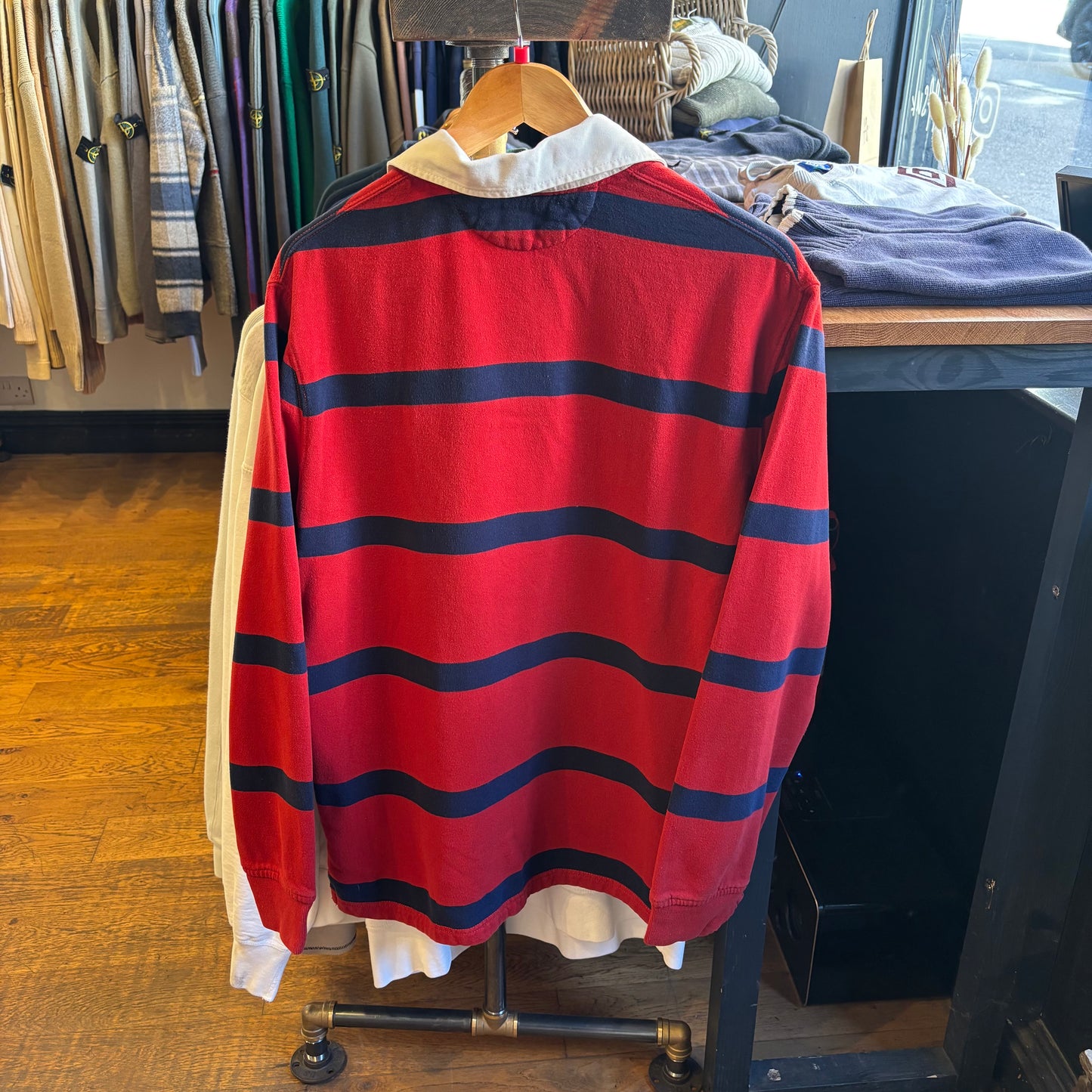 Ralph Lauren Striped Rugby Polo Longsleeve Red (Large)