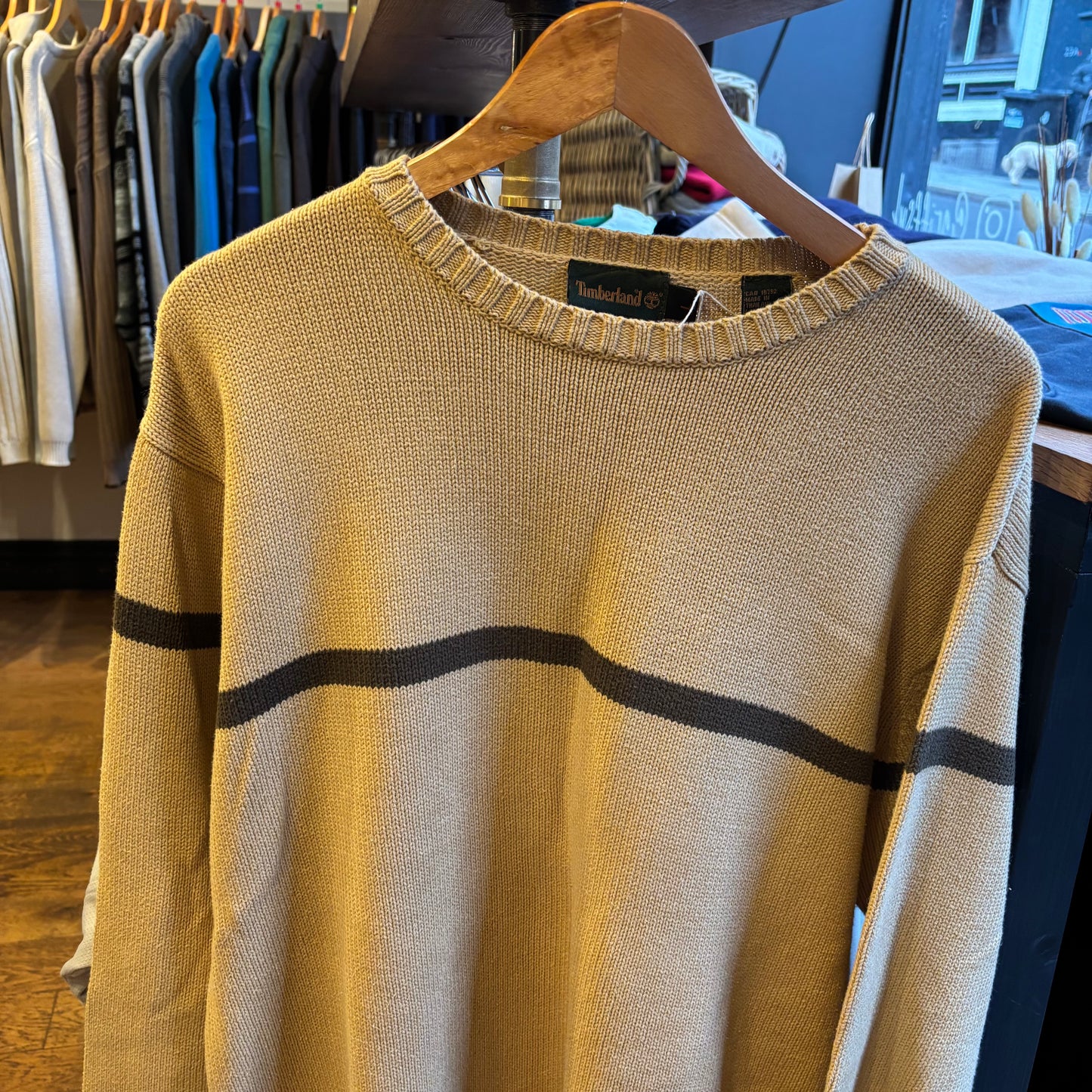 Timberland Stripe Pullover Knit Jumper Beige (XL)