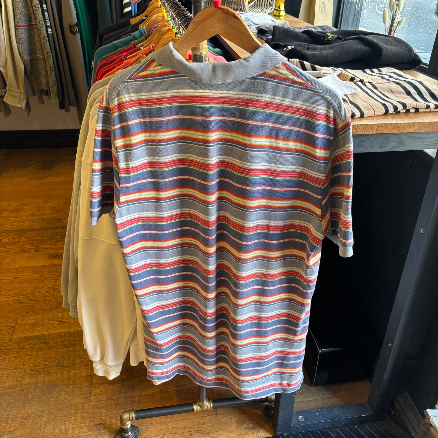 Ralph Lauren Multi Stripe Polo Shirt Blue (Large)