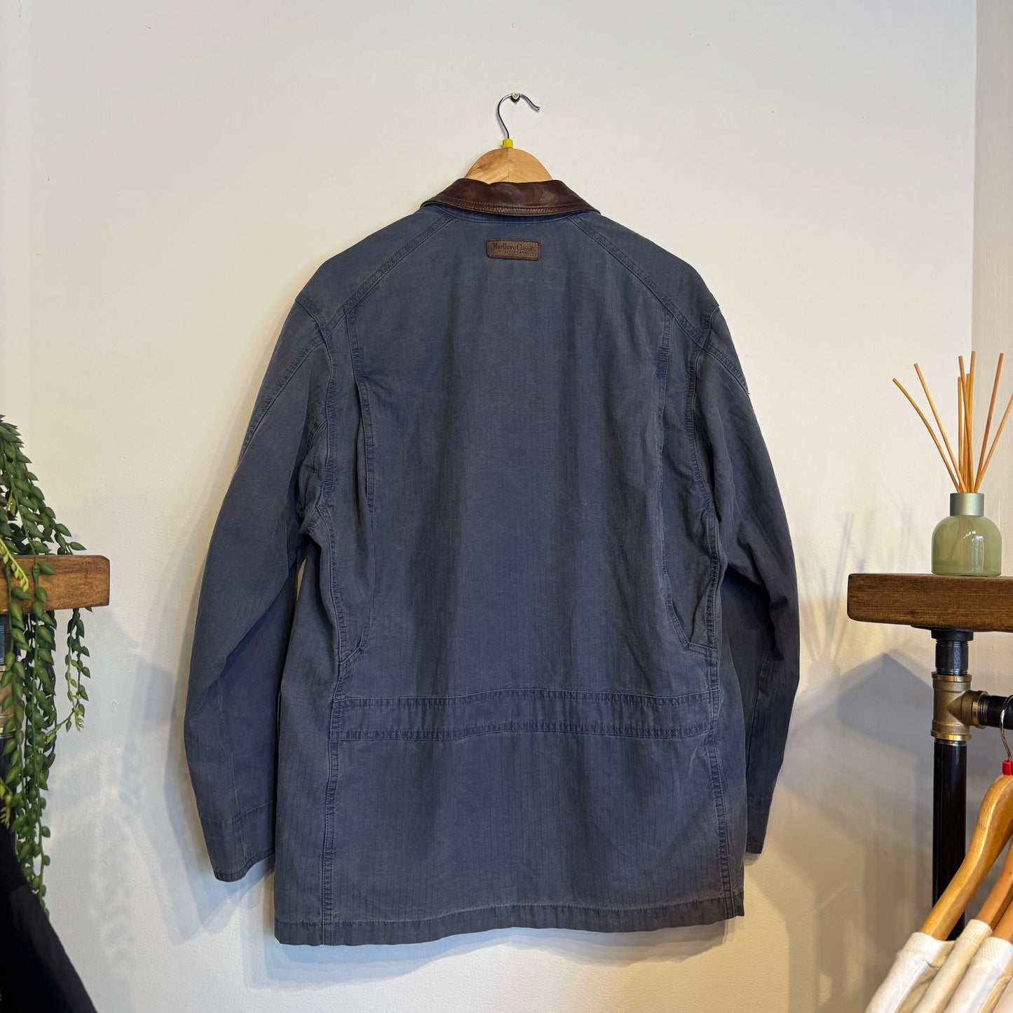 Marlboro Button Up Long Chore Jacket Blue (Medium)