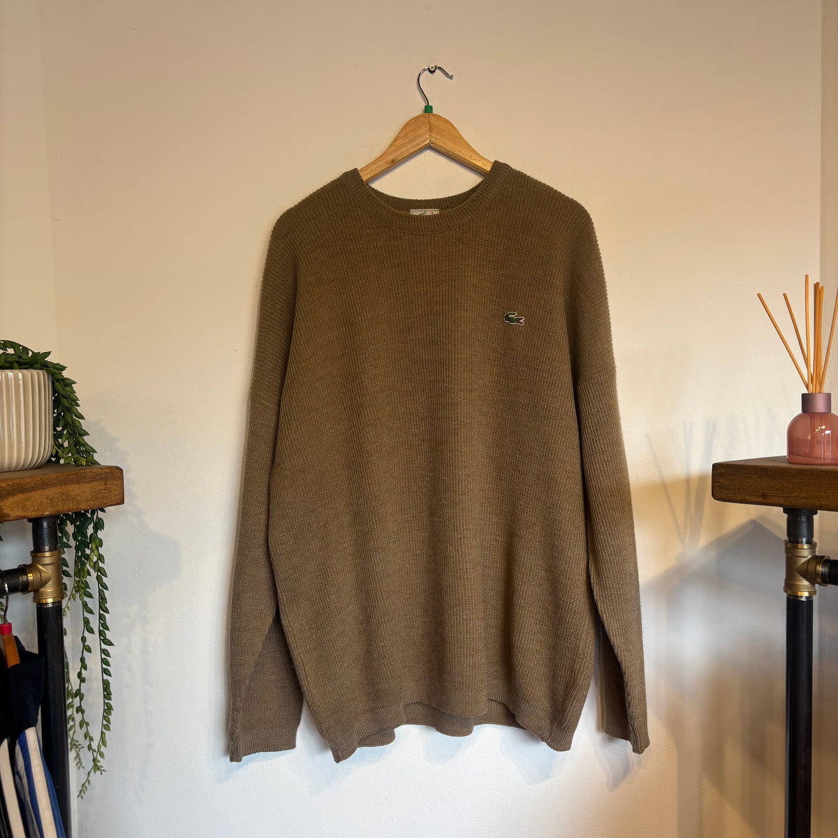 Lacoste Pullover Chunky Knit Jumper Beige (XL)