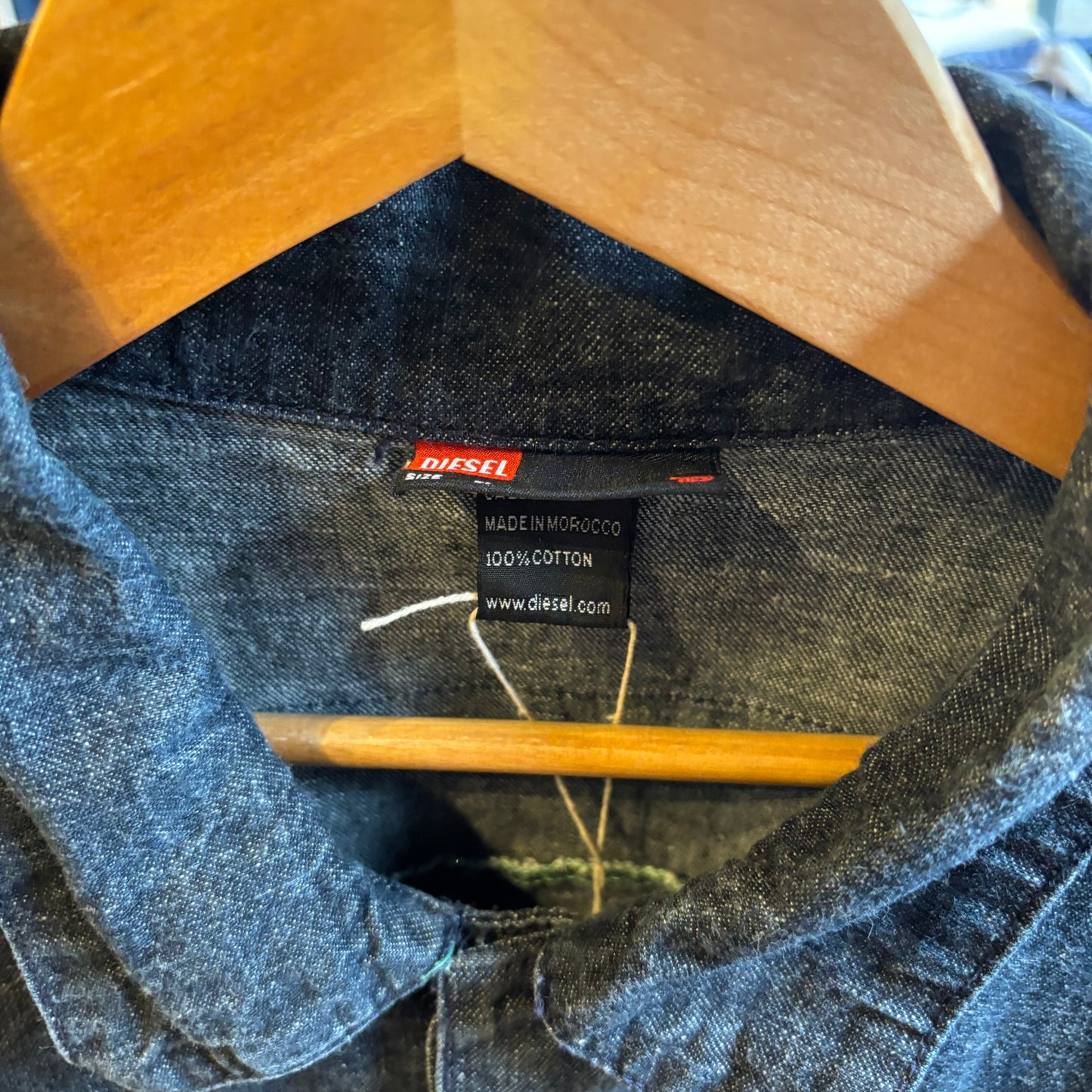 Diesel Button Up Cropped Denim Jacket Navy (Medium)