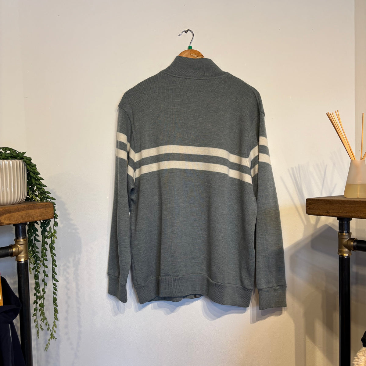 Lacoste Stripe Full Zip Jumper Grey (XL)