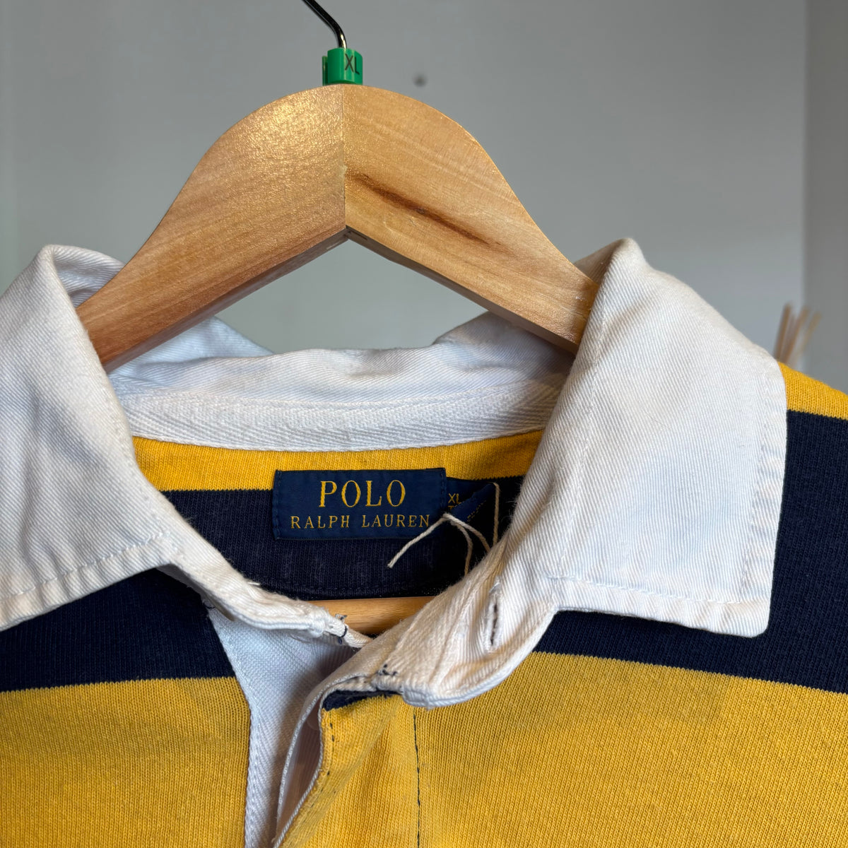 Ralph Lauren Stripe Longsleeve Rugby Shirt Navy/ Yellow (XL)