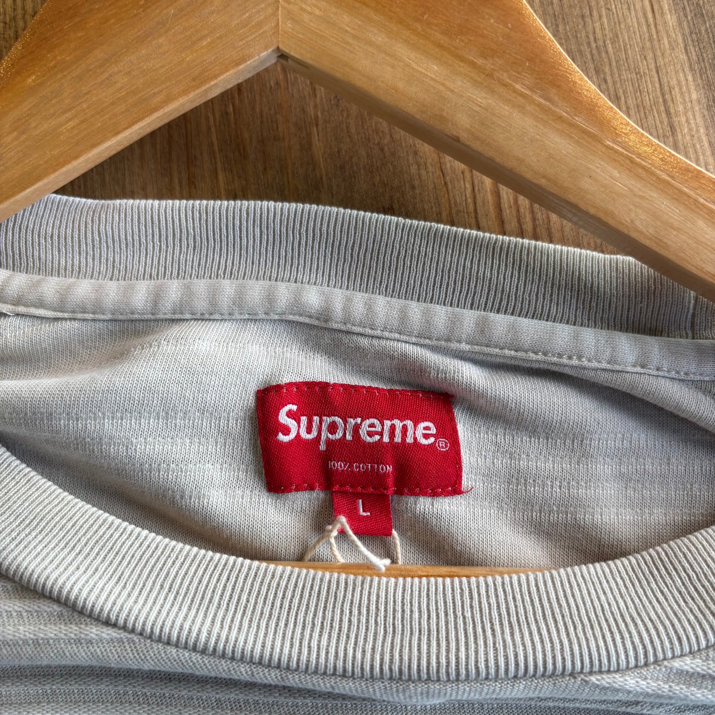 Supreme Raised Stripe Longsleeve T-Shirt Cream (Large)