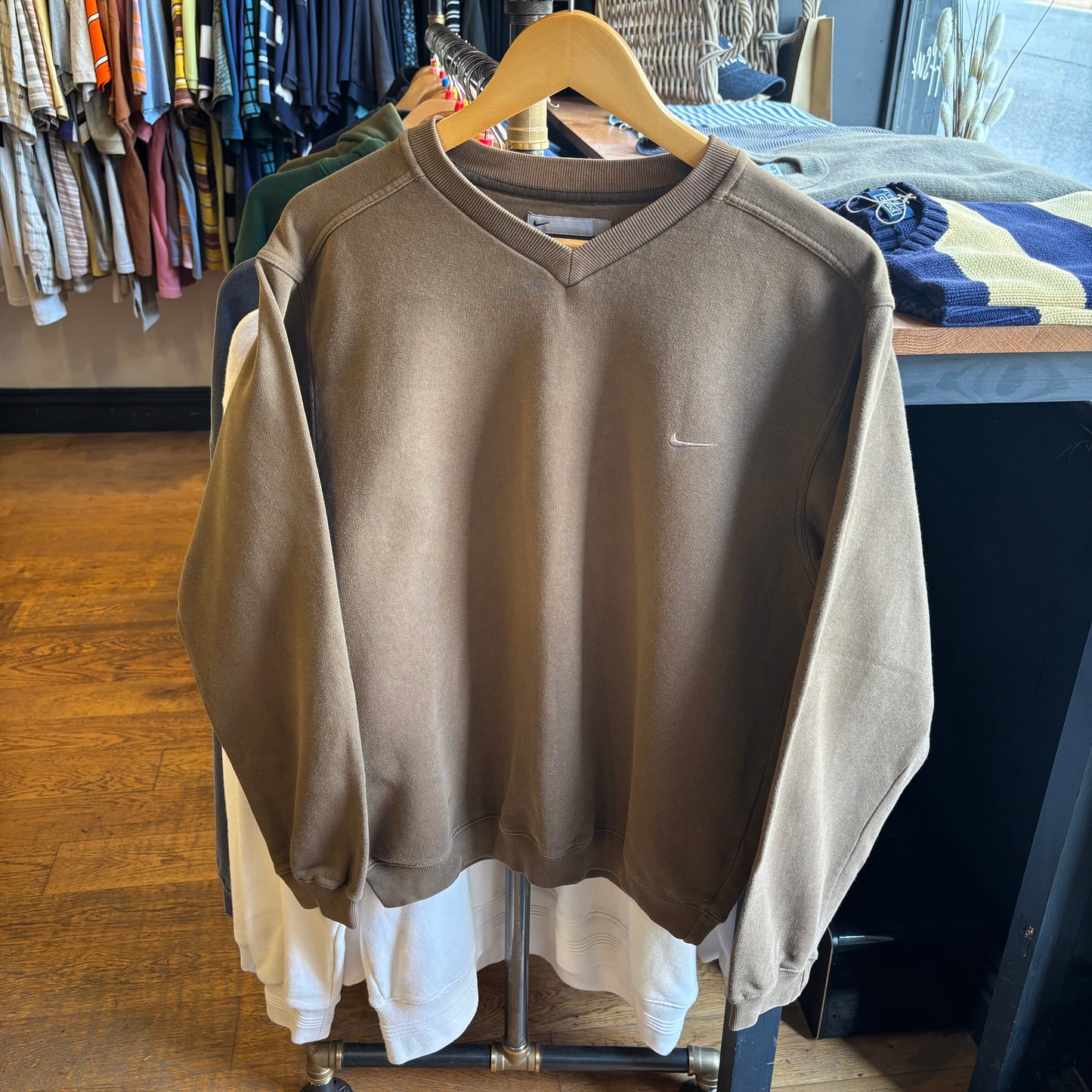 Nike Swoosh 2000s Oversized Sweatshirt Green (Small)