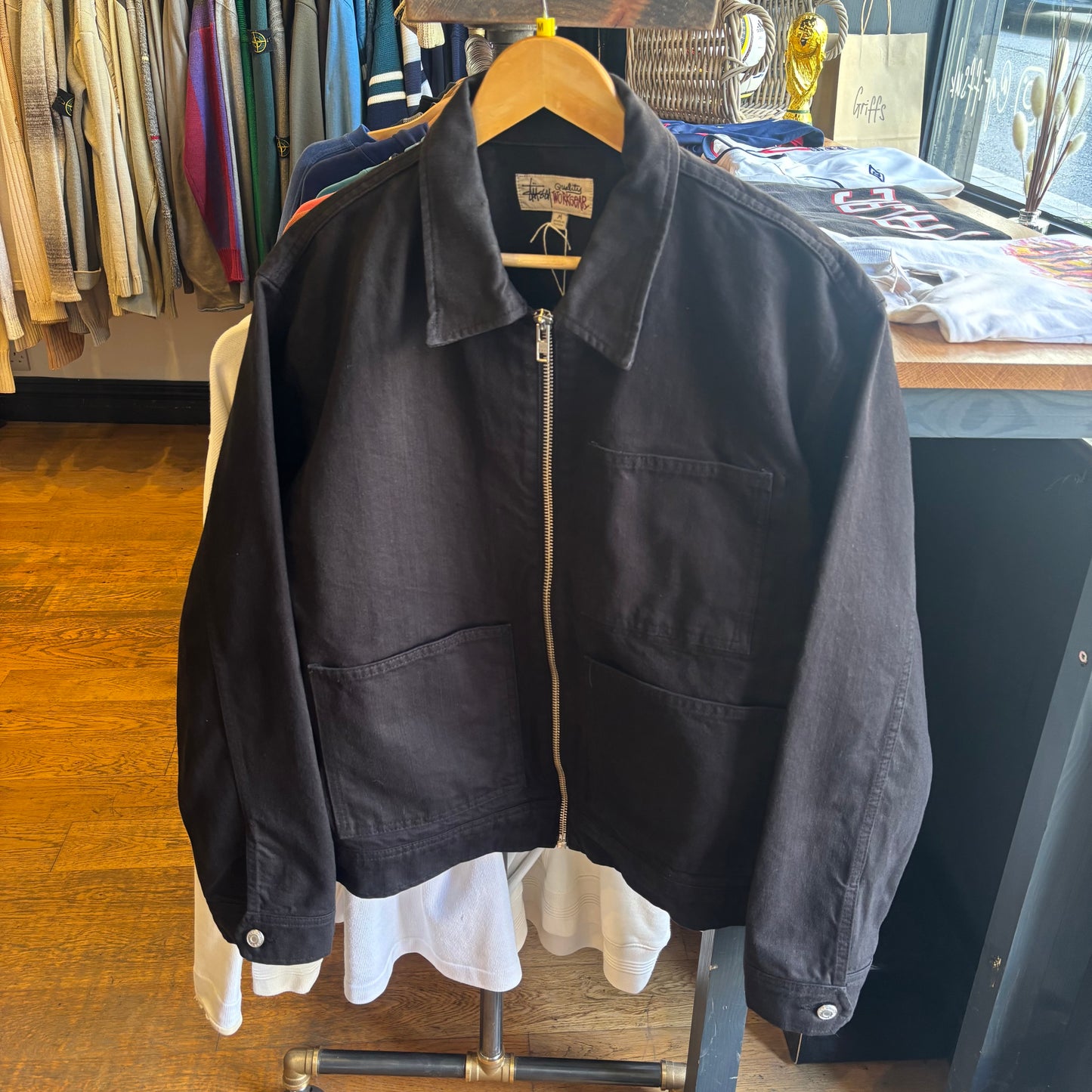 Stussy Overdyed Zip Work Jacket Black (Medium)