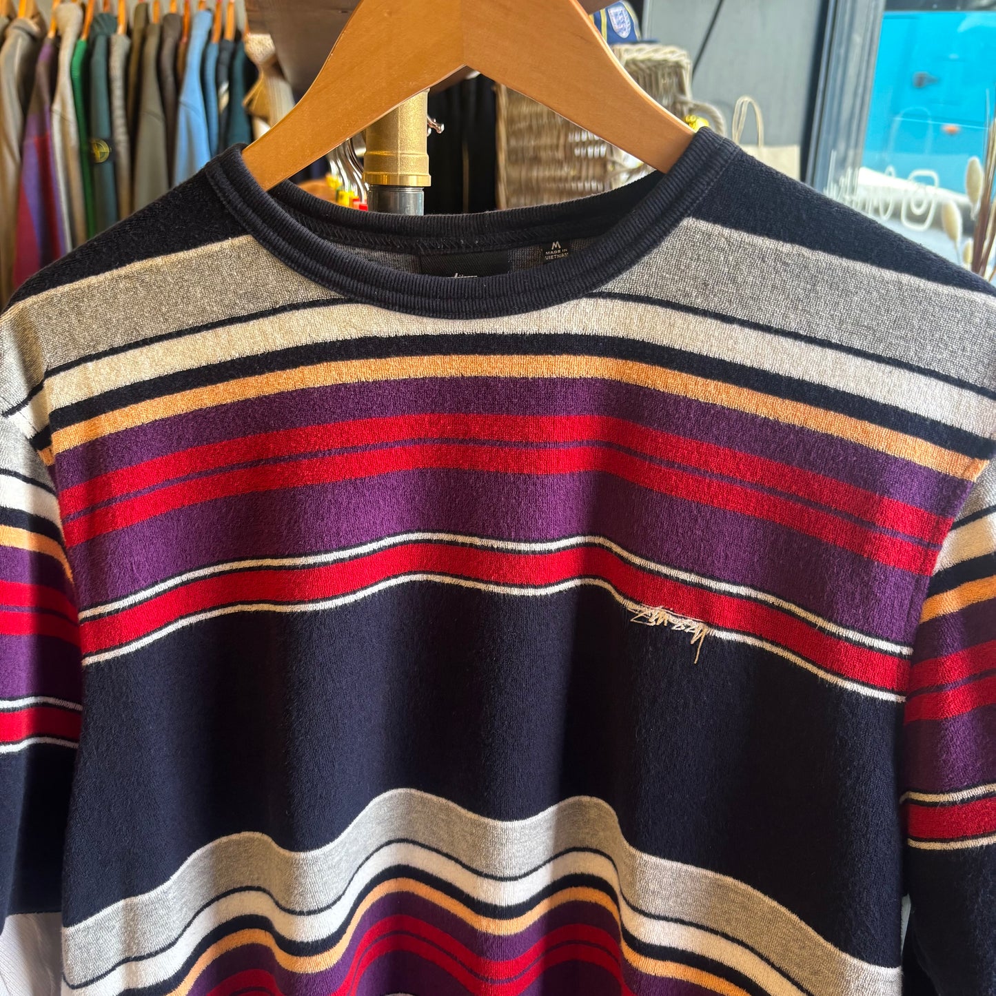 Stussy Hudson Stripe Crew T-Shirt Multi (Medium)