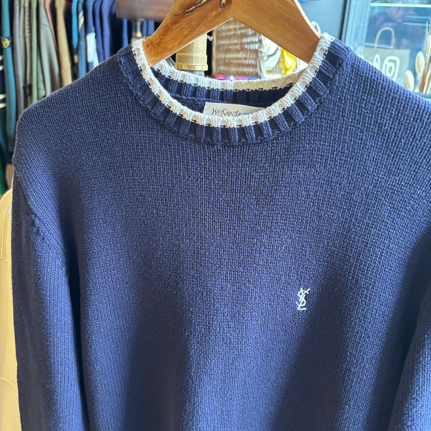 Yves Saint Laurent Pullover Knit Jumper Navy (Medium)