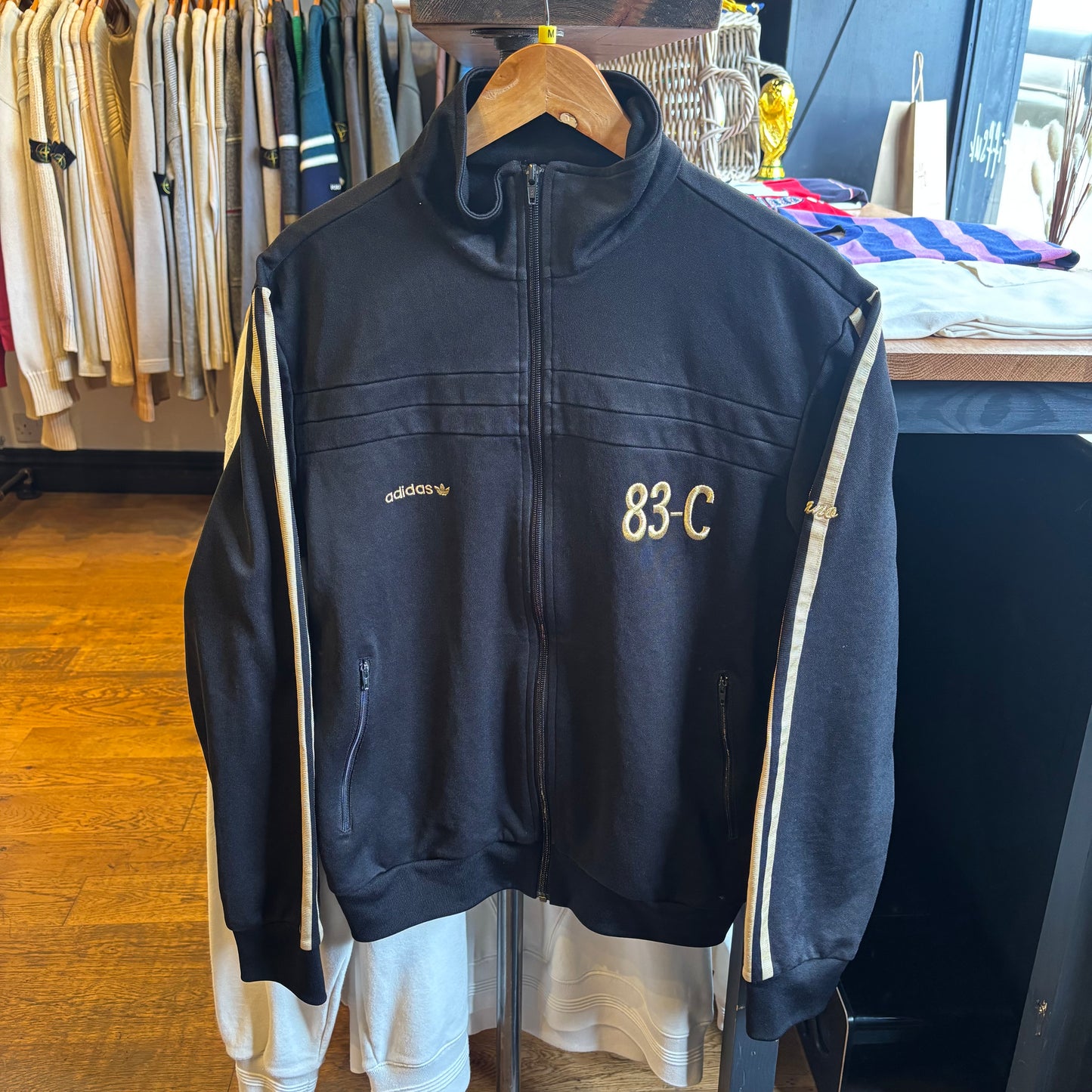 Adidas 83-C Zip Up Track Jacket Black/ Gold (Medium)