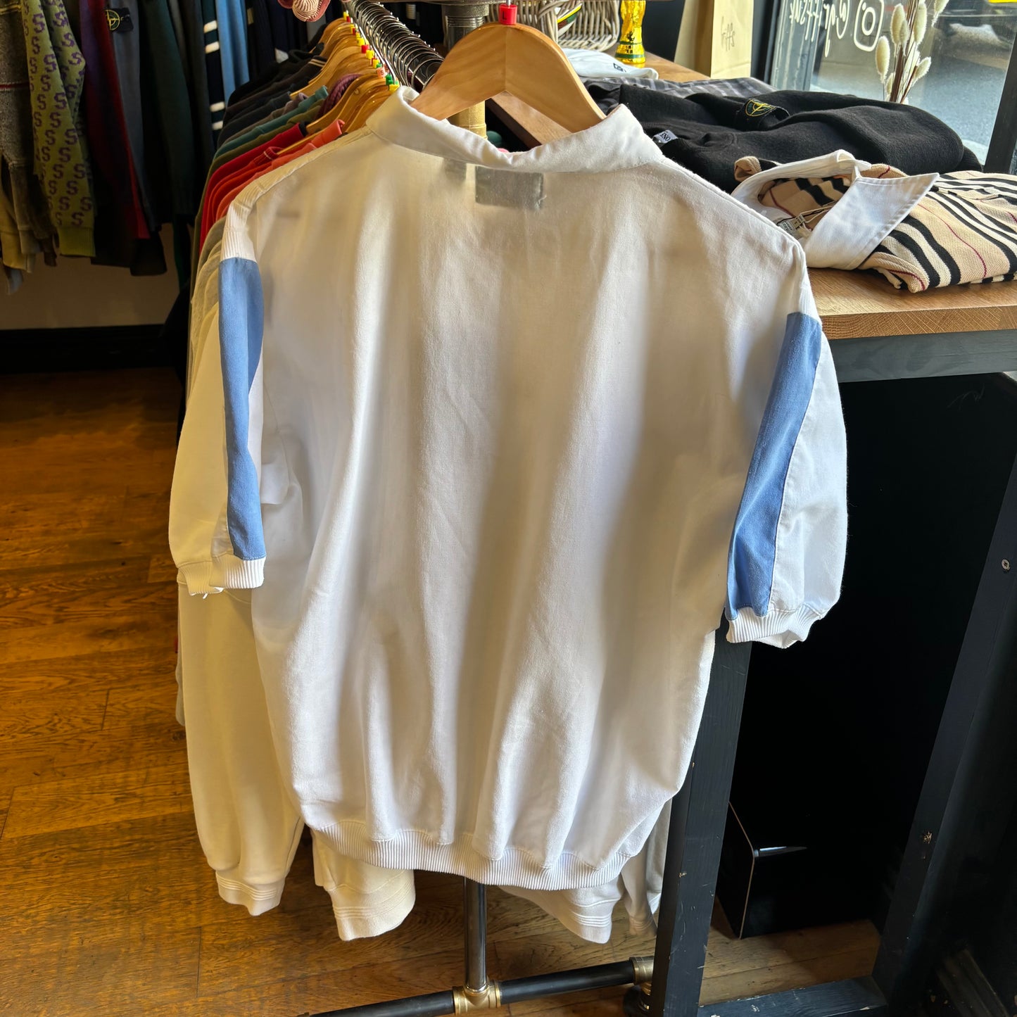 EMOS 90s Oversized Button Polo Shirt White (Large)