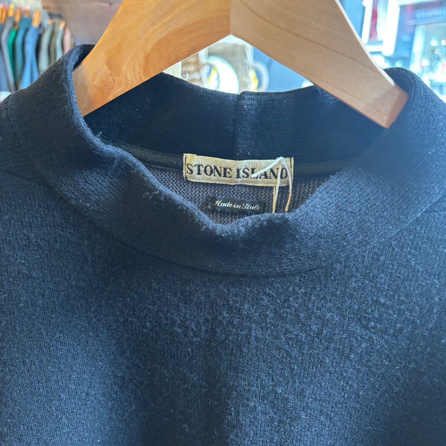 Stone Island A/W 1997 Sleeve Logo Pullover Knit Black (XL)