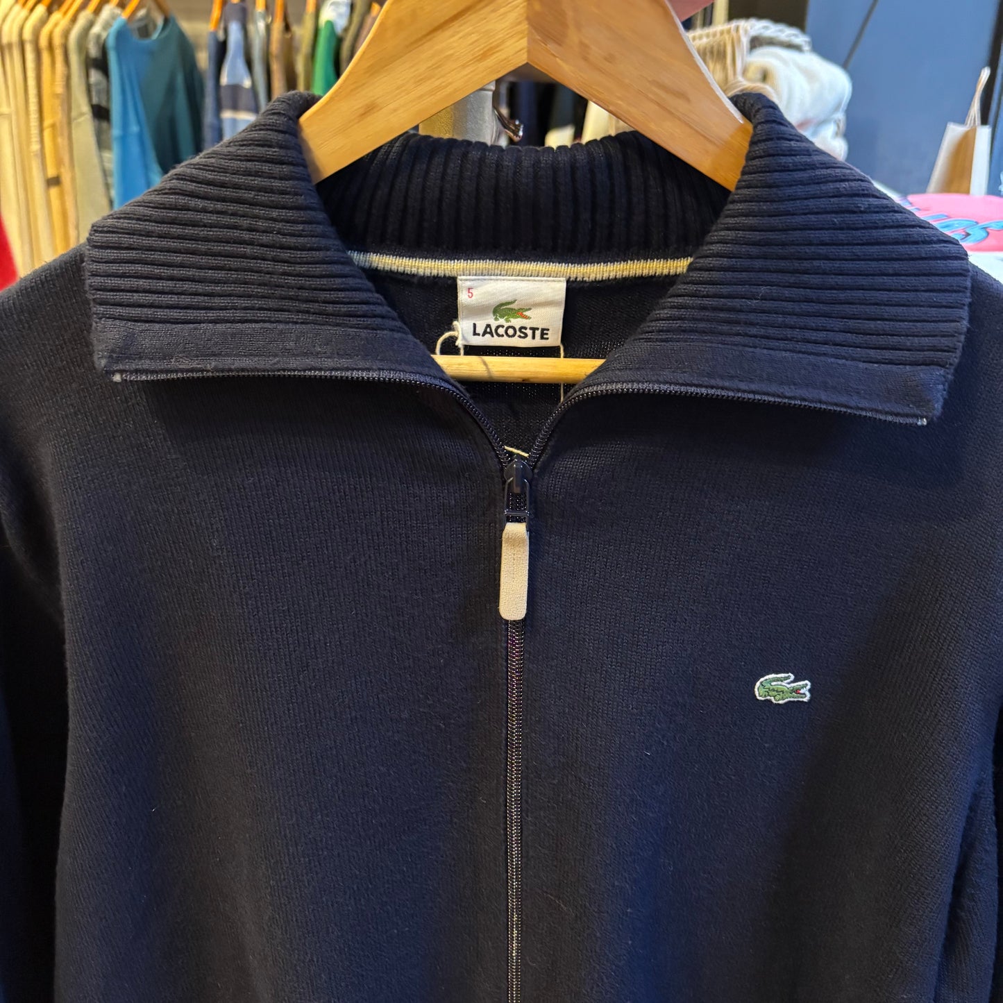 Lacoste Full Zip Knit Jumper Navy (Large)