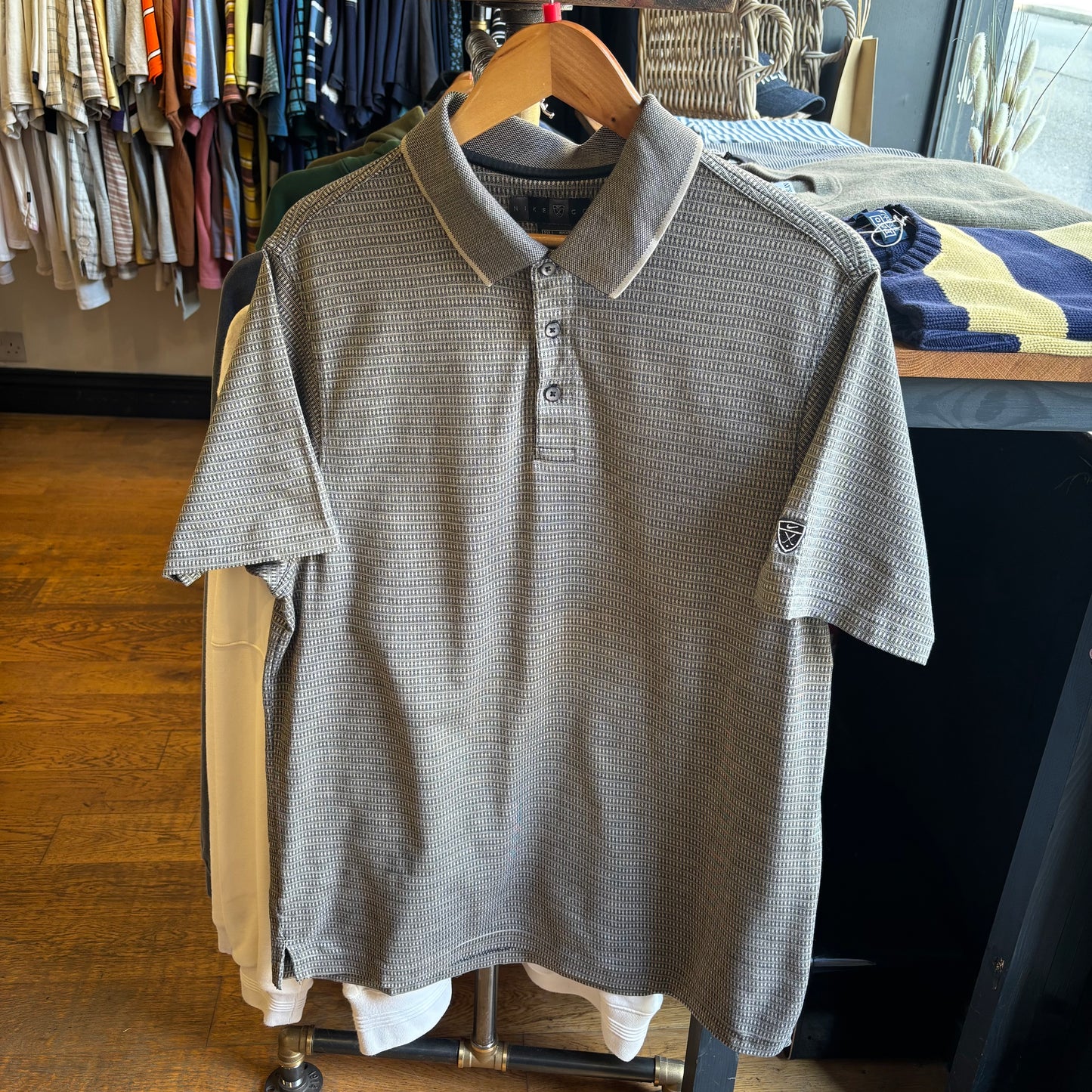 Nike Golf Funky Polo Shirt Beige/ Black (Large)