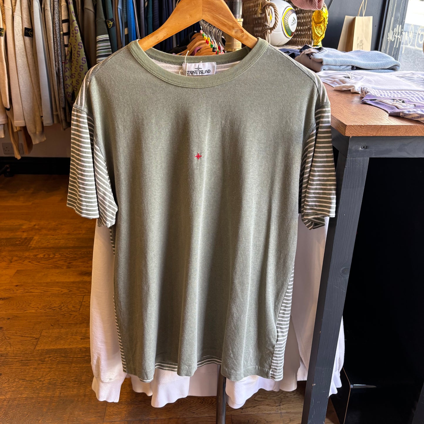 Stone Island S/S 2019 Marina Stripe T-Shirt Green (XL)
