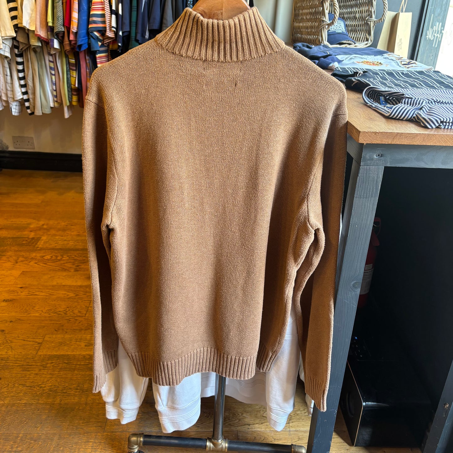 Ralph Lauren Quarter Zip Knit Jumper Brown (Medium)