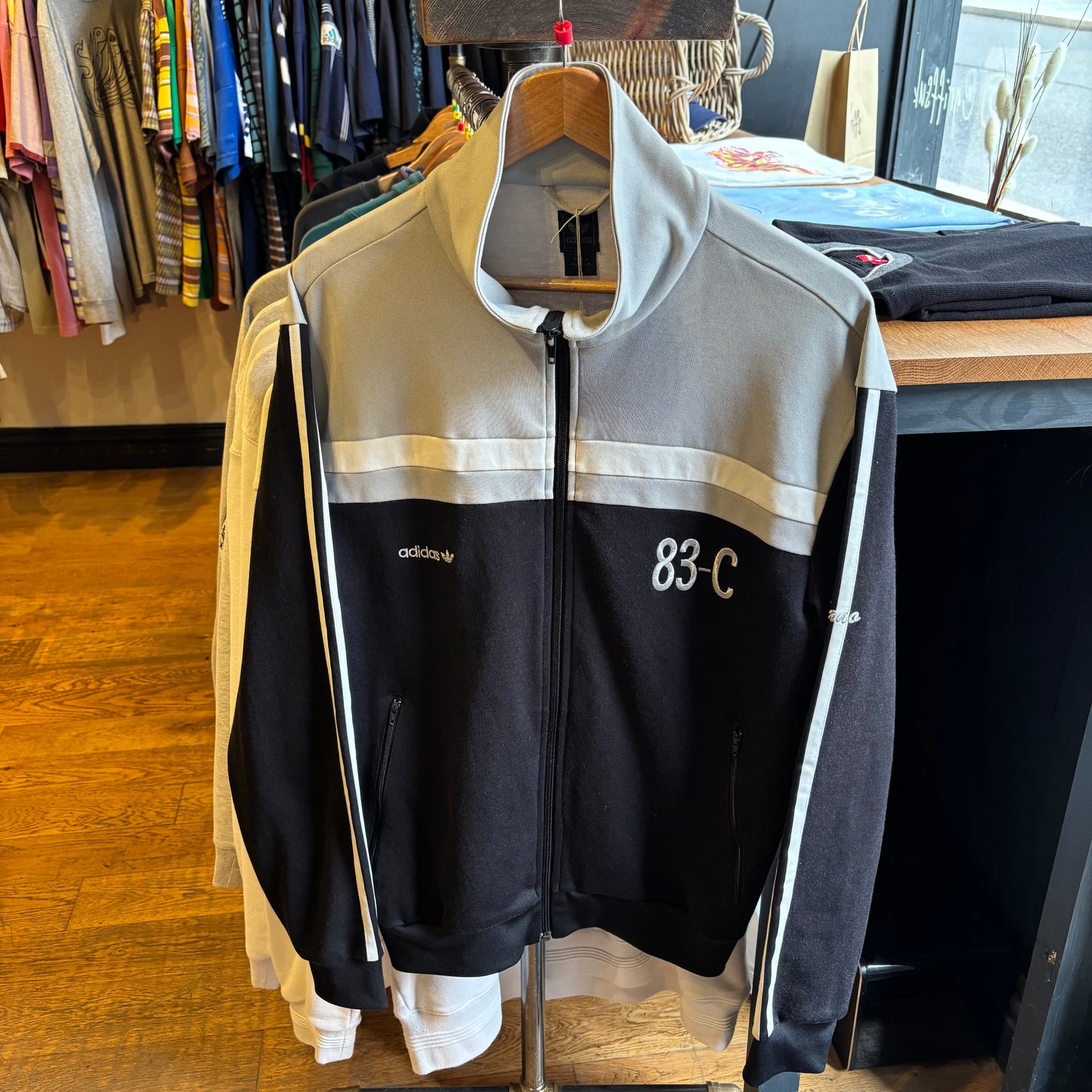 Adidas 83-C Zip Track Jacket Black/ Grey (Large)