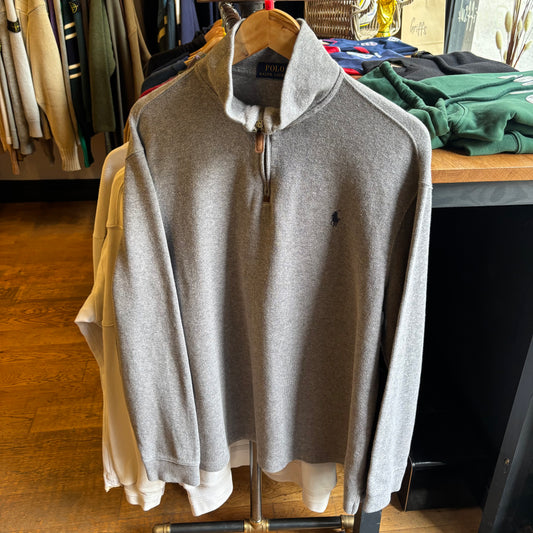 Ralph Lauren Quarter Zip Pullover Knit Jumper Grey (Large)