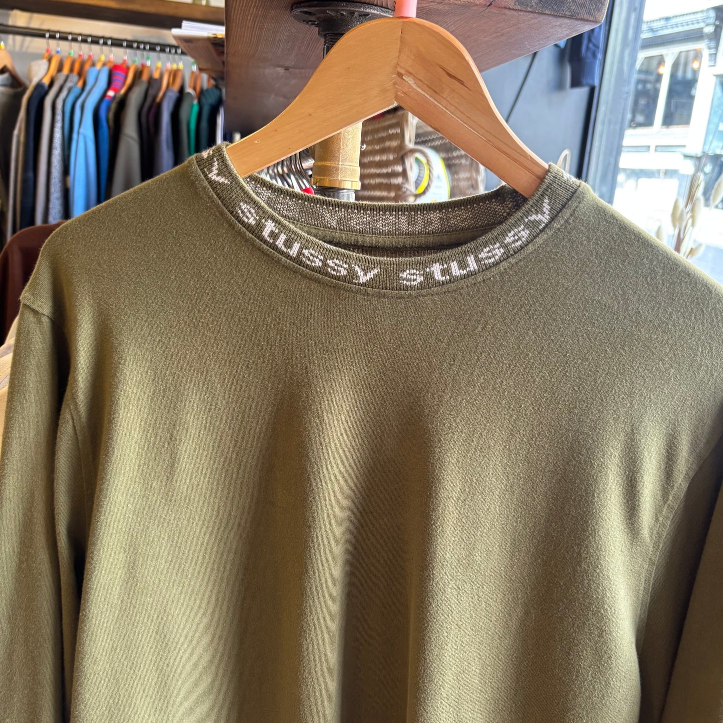 Stussy Owen Longsleeve T-Shirt Green (Small)