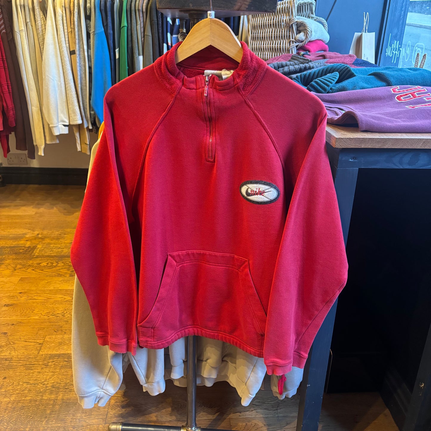 Nike Quarter Zip Swoosh Jumper Red (XS)