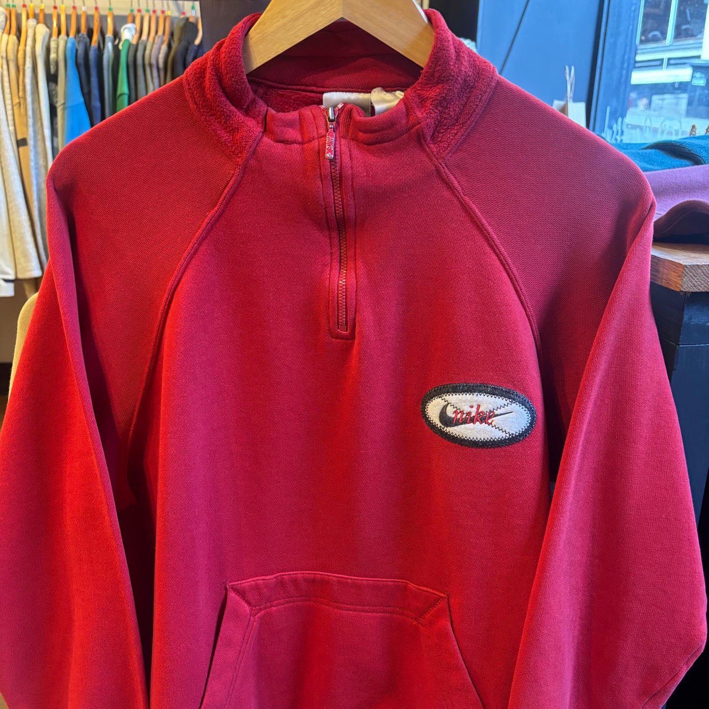 Nike Quarter Zip Swoosh Jumper Red (XS)