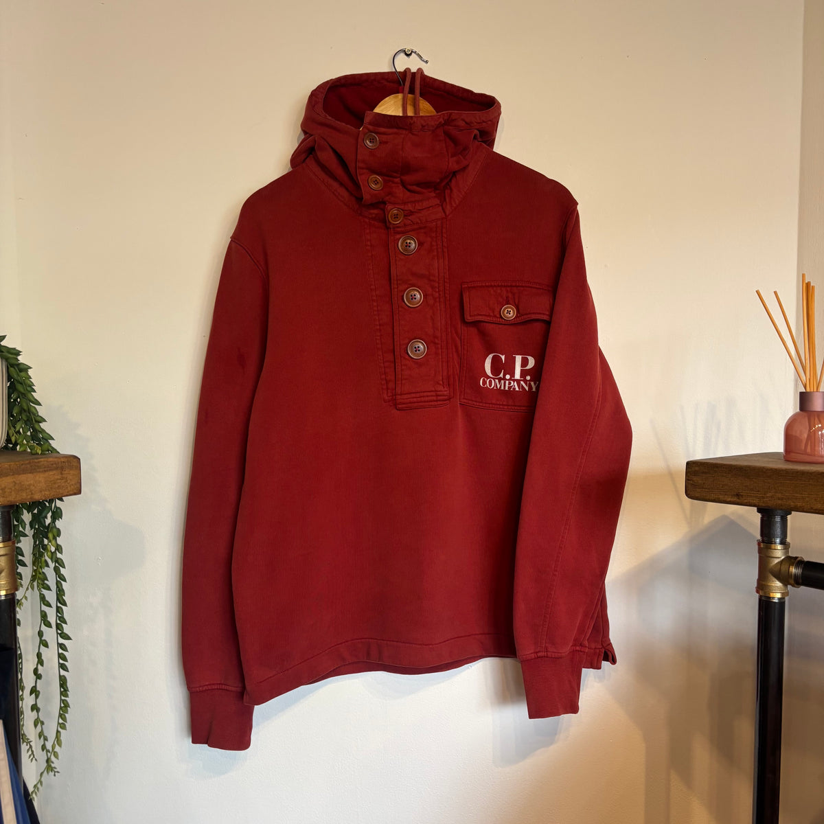 CP Company Button Hoodie Red (Large)