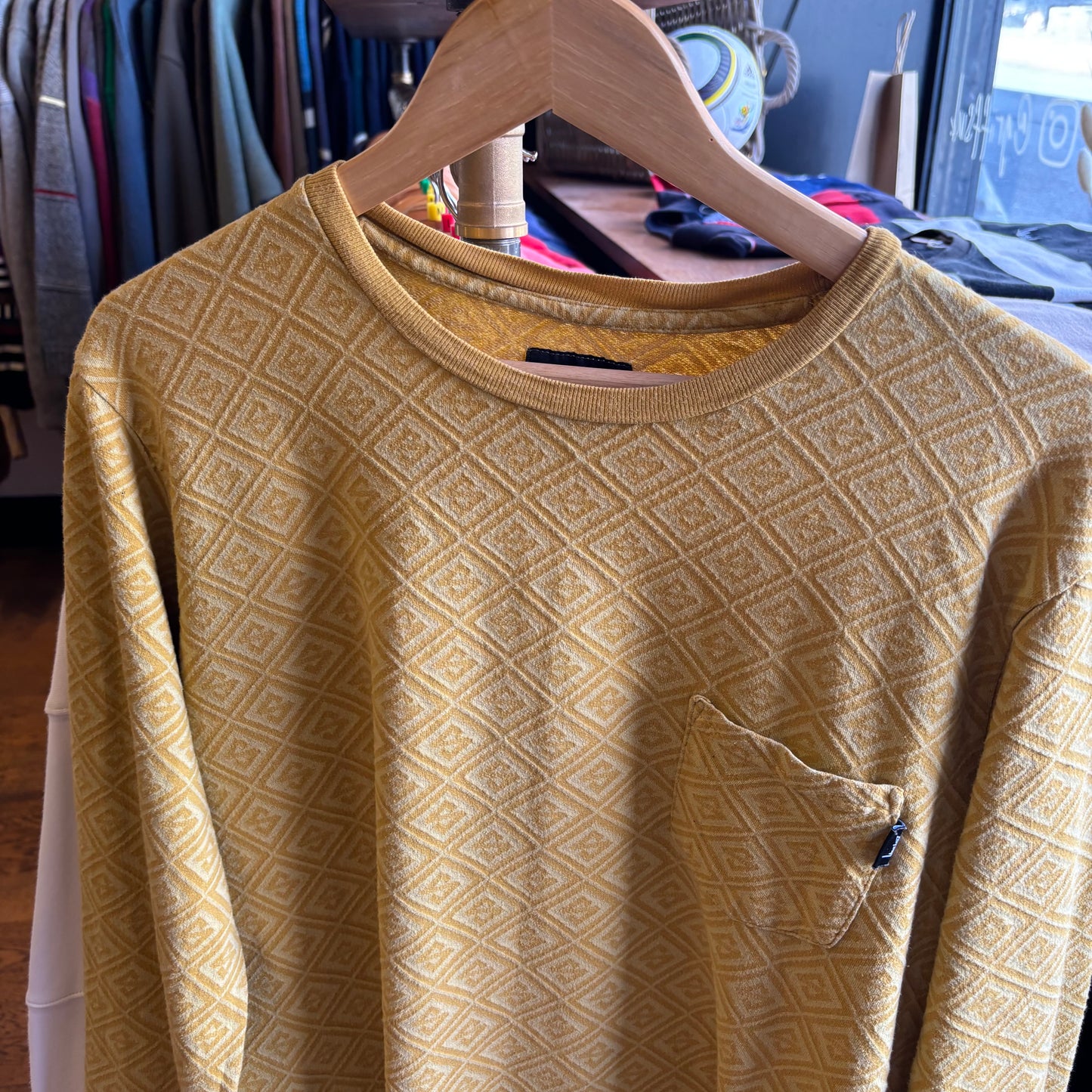 Stussy Diamond Crew L/S T-Shirt Yellow (Medium)