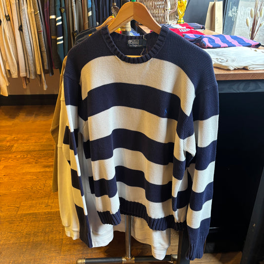 Ralph Lauren Stripe Pullover Knit Jumper Navy/ Cream (XL)