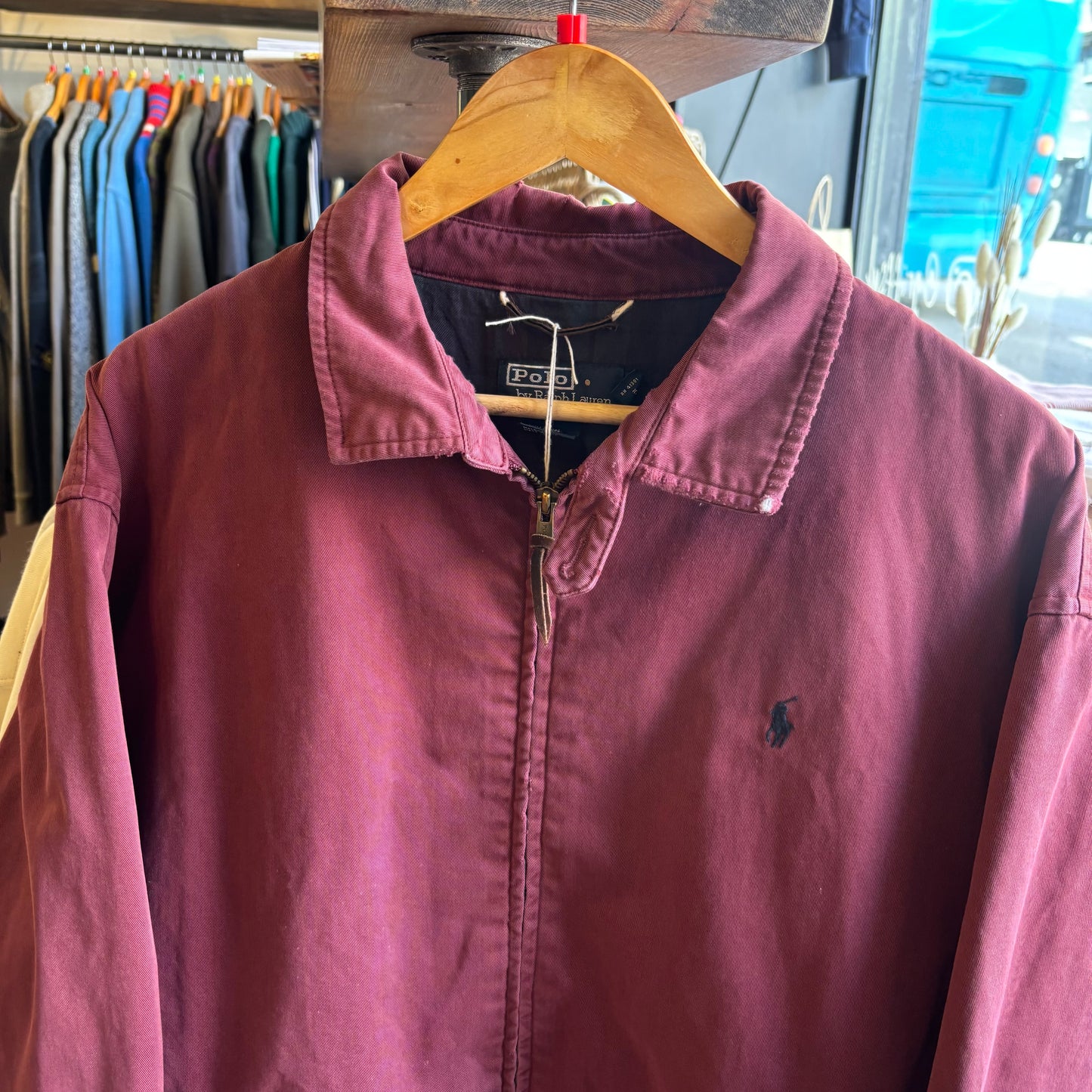 Ralph Lauren Harrington Zip Up Jacket Burgundy (Large)