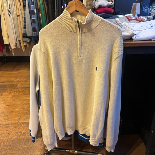 Ralph Lauren Quarter Zip Knit Jumper Cream (XXL)