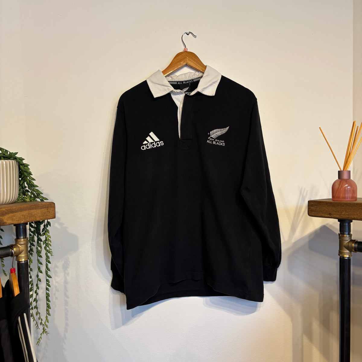 New Zealand Adidas 1999/00 Longsleeve Rugby Shirt Black (Small)